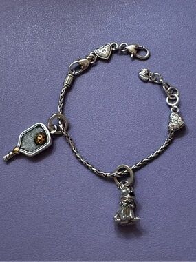 💕Brighton Heart Slide Charm Chain Bracelet with Pickle Ball and Archie Dog Charm